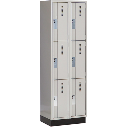 Concorde Heavy-Duty Lockers, 3 -tier, Bank of 2, 24" x 18" x 76", Steel, Grey, Welded (Assembled) Distribution Industrielle GC