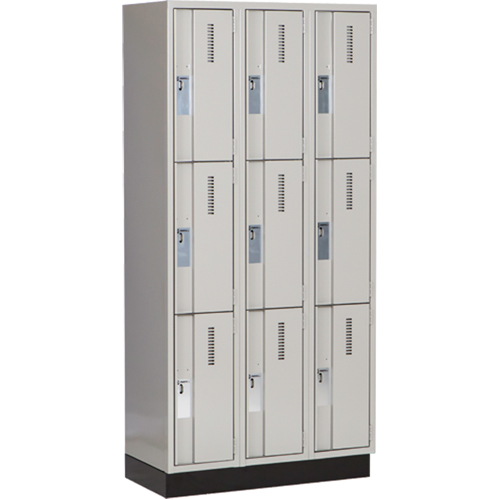 Casiers robustes Concorde, 3 niveaux, Bloc de 3, 36" x 18" x 76", Acier, Gris, Soud&eacute; (assembl&eacute;) Distribution Industrielle GC