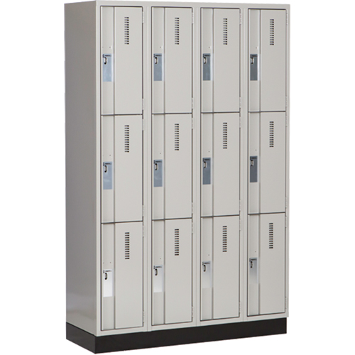 Casiers robustes Concorde, 3 niveaux, Bloc de 4, 48" x 18" x 76", Acier, Gris, Soud&eacute; (assembl&eacute;) Distribution Industrielle GC