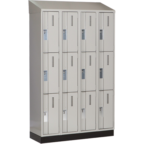 Casiers robustes Concorde, 3 niveaux, Bloc de 4, 48" x 18" x 82", Acier, Gris, Soud&eacute; (assembl&eacute;) Distribution Industrielle GC