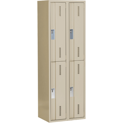 Concorde Heavy-Duty Lockers, 2 -tier, Bank of 2, 24" x 18" x 72", Steel, Beige, Welded (Assembled) Distribution Industrielle GC