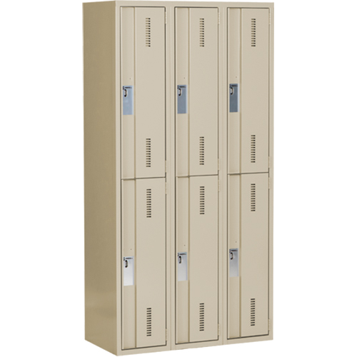 Concorde Heavy-Duty Lockers, 2 -tier, Bank of 3, 36" x 18" x 72", Steel, Beige, Welded (Assembled) Distribution Industrielle GC