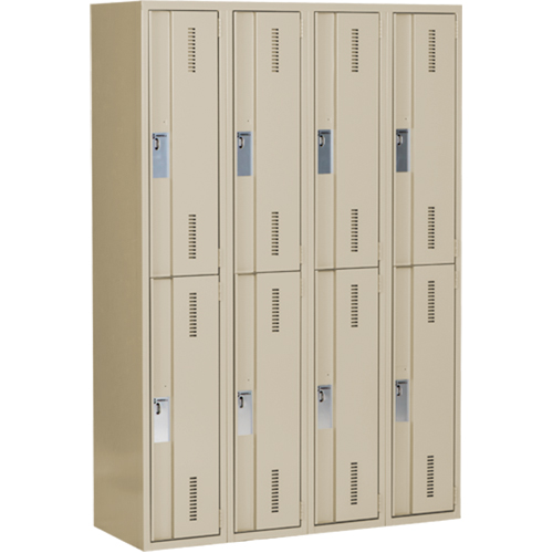 Concorde Heavy-Duty Lockers, 2 -tier, Bank of 4, 48" x 18" x 72", Steel, Beige, Welded (Assembled) Distribution Industrielle GC