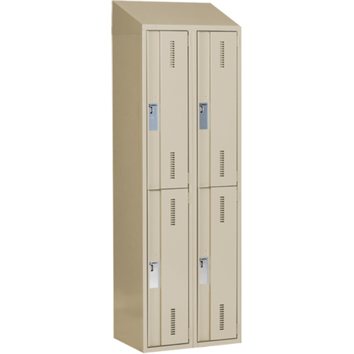 Concorde Heavy-Duty Lockers, 2 -tier, Bank of 2, 24" x 18" x 78", Steel, Beige, Welded (Assembled) Distribution Industrielle GC