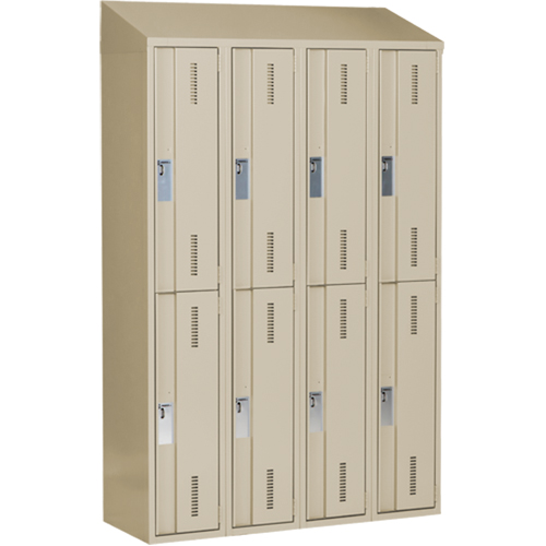 Casiers robustes Concorde, 2 niveaux, Bloc de 4, 48" x 18" x 78", Acier, Beige, Soud&eacute; (assembl&eacute;) Distribution Industrielle GC