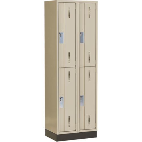 Casiers robustes Concorde, 2 niveaux, Bloc de 2, 24" x 18" x 76", Acier, Beige, Soud&eacute; (assembl&eacute;) Distribution Industrielle GC