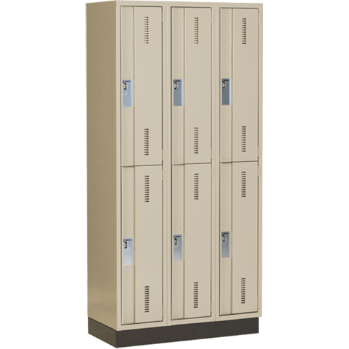 Casiers robustes Concorde, 2 niveaux, Bloc de 3, 36" x 18" x 76", Acier, Beige, Soud&eacute; (assembl&eacute;) Distribution Industrielle GC
