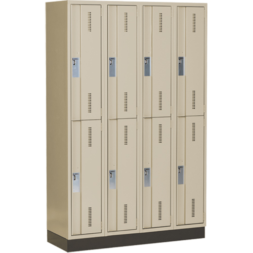Casiers robustes Concorde, 2 niveaux, Bloc de 4, 48" x 18" x 76", Acier, Beige, Soud&eacute; (assembl&eacute;) Distribution Industrielle GC
