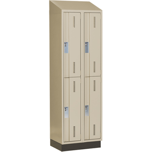 Casiers robustes Concorde, 2 niveaux, Bloc de 2, 24" x 18" x 82", Acier, Beige, Soud&eacute; (assembl&eacute;) Distribution Industrielle GC