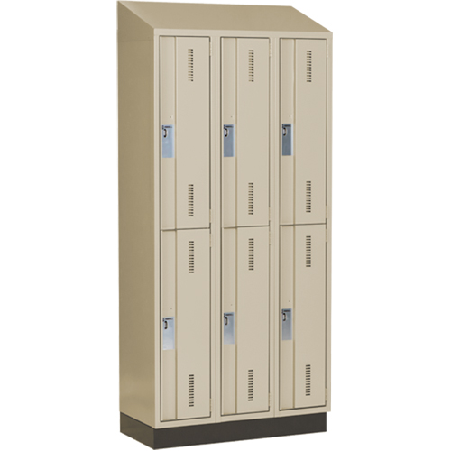 Casiers robustes Concorde, 2 niveaux, Bloc de 3, 36" x 18" x 82", Acier, Beige, Soud&eacute; (assembl&eacute;) Distribution Industrielle GC
