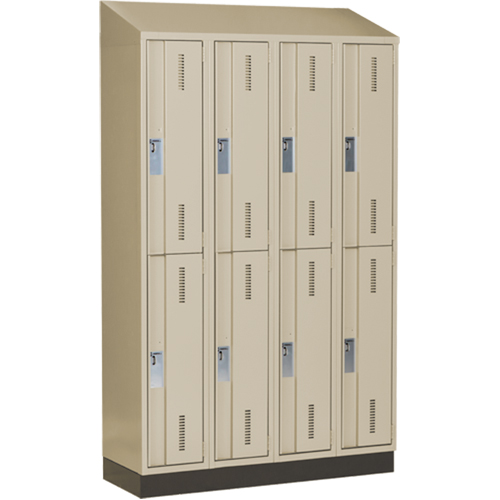 Casiers robustes Concorde, 2 niveaux, Bloc de 4, 48" x 18" x 82", Acier, Beige, Soud&eacute; (assembl&eacute;) Distribution Industrielle GC
