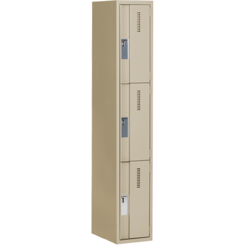Casiers robustes Concorde, 3 niveaux, 12" x 18" x 72", Acier, Beige, Soud&eacute; (assembl&eacute;) Distribution Industrielle GC