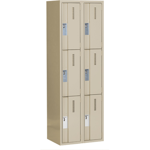 Casiers robustes Concorde, 3 niveaux, Bloc de 2, 24" x 18" x 72", Acier, Beige, Soud&eacute; (assembl&eacute;) Distribution Industrielle GC