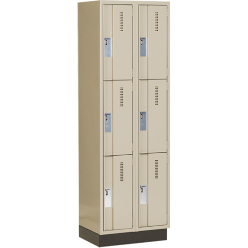 Concorde Heavy-Duty Lockers, 3 -tier, Bank of 2, 24" x 18" x 76", Steel, Beige, Welded (Assembled) Distribution Industrielle GC