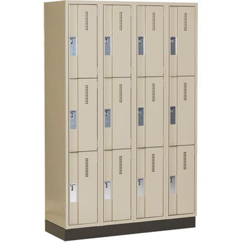 Casiers robustes Concorde, 3 niveaux, Bloc de 4, 48" x 18" x 76", Acier, Beige, Soud&eacute; (assembl&eacute;) Distribution Industrielle GC