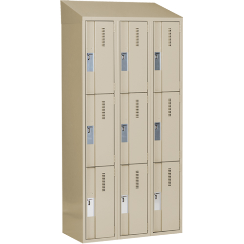 Casiers robustes Concorde, 3 niveaux, Bloc de 3, 36" x 18" x 78", Acier, Beige, Soud&eacute; (assembl&eacute;) Distribution Industrielle GC