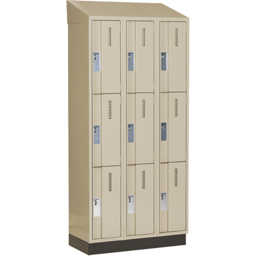 Casiers robustes Concorde, 3 niveaux, Bloc de 3, 36" x 18" x 82", Acier, Beige, Soud&eacute; (assembl&eacute;) Distribution Industrielle GC