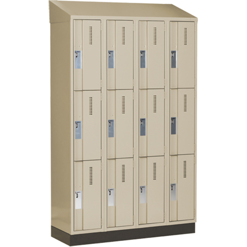Casiers robustes Concorde, 3 niveaux, Bloc de 4, 48" x 18" x 82", Acier, Beige, Soud&eacute; (assembl&eacute;) Distribution Industrielle GC