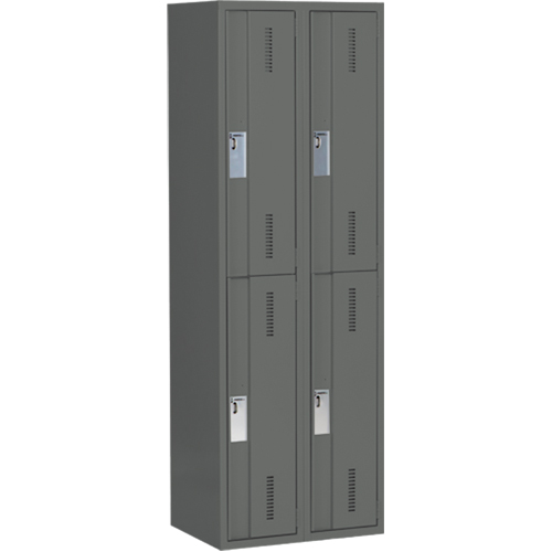 Concorde Heavy-Duty Lockers, 2 -tier, Bank of 2, 24" x 18" x 72", Steel, Charcoal, Welded (Assembled) Distribution Industrielle GC