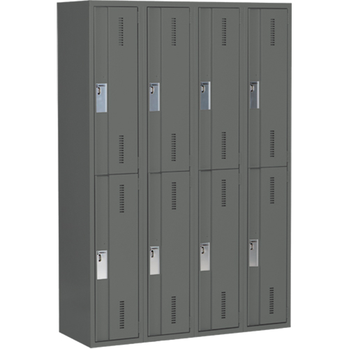 Concorde Heavy-Duty Lockers, 2 -tier, Bank of 4, 48" x 18" x 72", Steel, Charcoal, Welded (Assembled) Distribution Industrielle GC