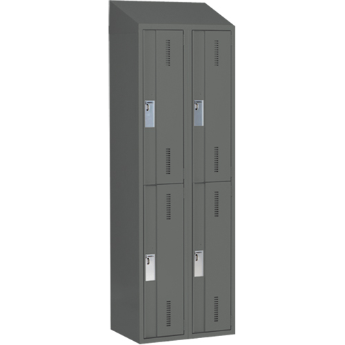 Concorde Heavy-Duty Lockers, 2 -tier, Bank of 2, 24" x 18" x 78", Steel, Charcoal, Welded (Assembled) Distribution Industrielle GC