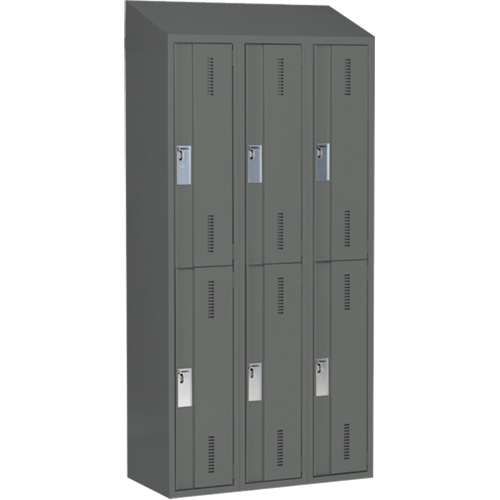 Casiers robustes Concorde, 2 niveaux, Bloc de 3, 36" x 18" x 78", Acier, Charbon, Soud&eacute; (assembl&eacute;) Distribution Industrielle GC
