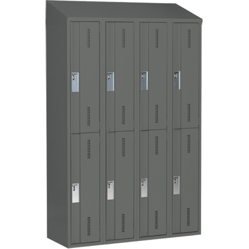 Concorde Heavy-Duty Lockers, 2 -tier, Bank of 4, 48" x 18" x 78", Steel, Charcoal, Welded (Assembled) Distribution Industrielle GC