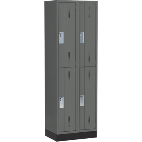 Casiers robustes Concorde, 2 niveaux, Bloc de 2, 24" x 18" x 76", Acier, Charbon, Soud&eacute; (assembl&eacute;) Distribution Industrielle GC