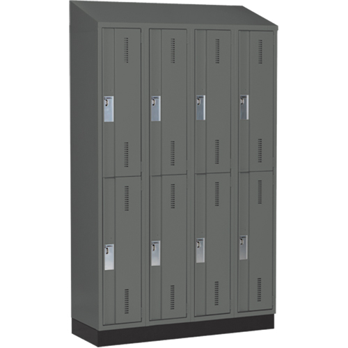 Casiers robustes Concorde, 2 niveaux, Bloc de 4, 48" x 18" x 82", Acier, Charbon, Soud&eacute; (assembl&eacute;) Distribution Industrielle GC
