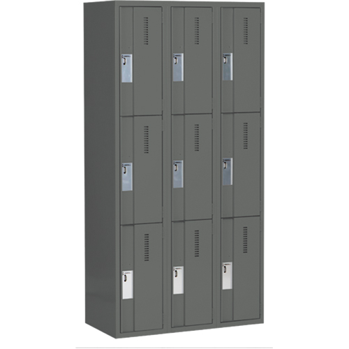 Casiers robustes Concorde, 3 niveaux, Bloc de 3, 36" x 18" x 72", Acier, Charbon, Soud&eacute; (assembl&eacute;) Distribution Industrielle GC