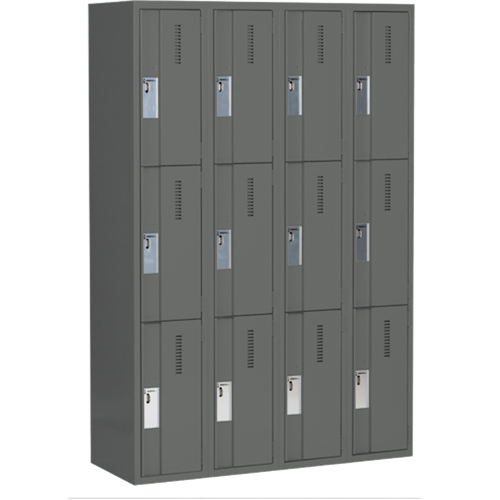 Casiers robustes Concorde, 3 niveaux, Bloc de 4, 48" x 18" x 72", Acier, Charbon, Soud&eacute; (assembl&eacute;) Distribution Industrielle GC