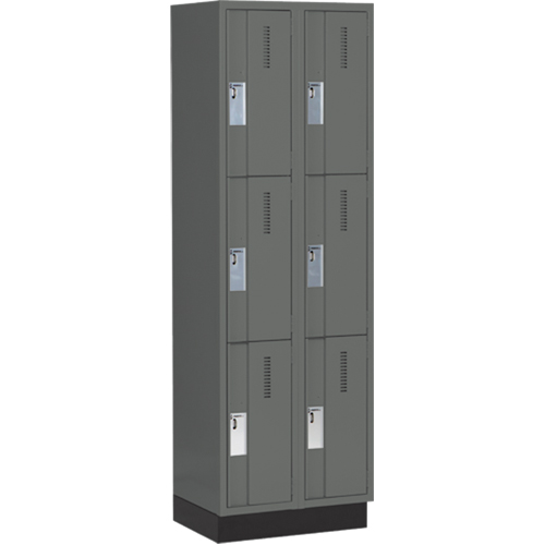 Concorde Heavy-Duty Lockers, 3 -tier, Bank of 2, 24" x 18" x 76", Steel, Charcoal, Welded (Assembled) Distribution Industrielle GC