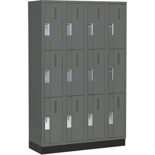 Casiers robustes Concorde, 3 niveaux, Bloc de 4, 48" x 18" x 76", Acier, Charbon, Soud&eacute; (assembl&eacute;) Distribution Industrielle GC