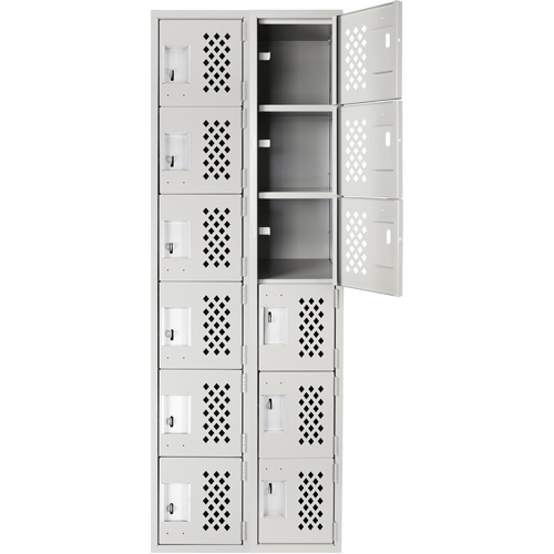 Clean-Line Perforated Lockerette, 6 -tier, Bank of 2, 15" x 72" x 12", Steel Distribution Industrielle GC