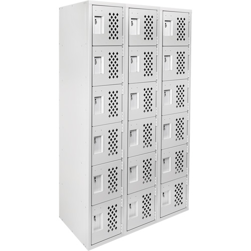 Clean-Line Perforated Lockerette, 6 -tier, Bank of 3, 15" x 72" x 12", Steel Distribution Industrielle GC