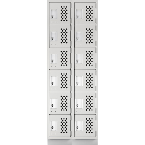 Assembled Lockerettes Clean Line Perforated Economy Lockers, 6 -tier, Bank of 2, 18" x 72" x 12", Steel Distribution Industrielle GC