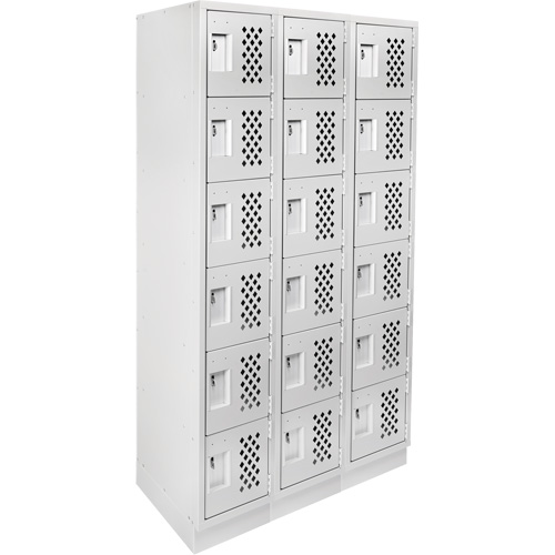 Assembled Lockerettes Clean Line Perforated Economy Lockers, 6 -tier, Bank of 3, 18" x 72" x 12", Steel Distribution Industrielle GC