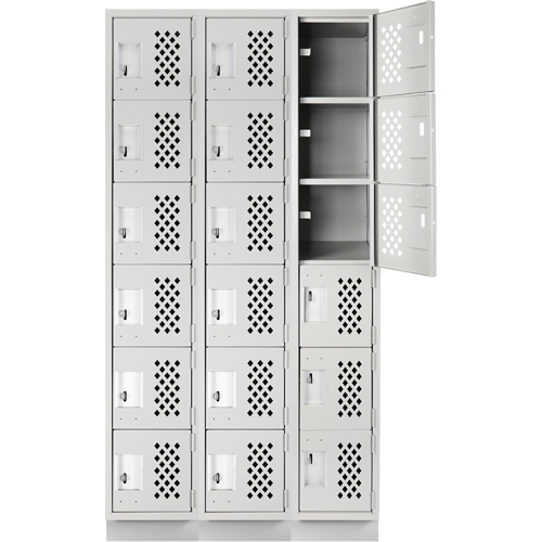 Assembled Lockerettes Clean Line Perforated Economy Lockers, 6 -tier, Bank of 3, 18" x 72" x 12", Steel Distribution Industrielle GC