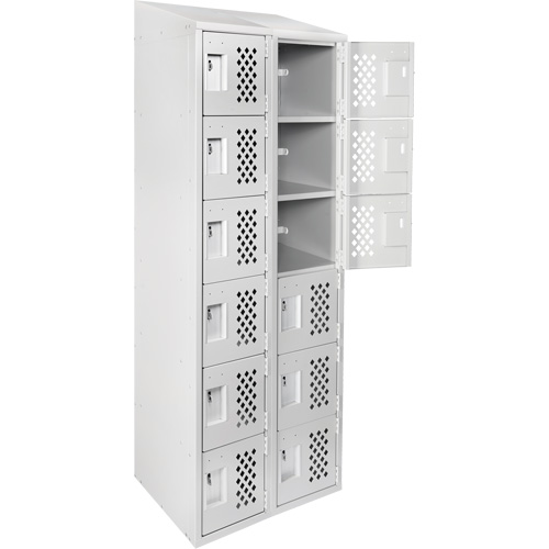 Clean-Line Perforated Lockerette, 6 -tier, Bank of 2, 15" x 72" x 12", Steel Distribution Industrielle GC
