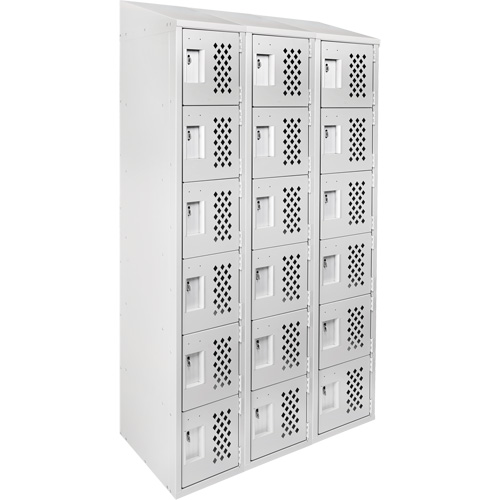 Clean-Line Perforated Lockerette, 6 -tier, Bank of 3, 15" x 72" x 12", Steel Distribution Industrielle GC