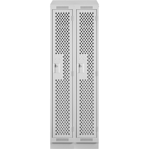 Clean Line Lockers, Bank of 2, 24" x 15" x 82", Steel, Grey, Rivet (Assembled), Perforated Distribution Industrielle GC