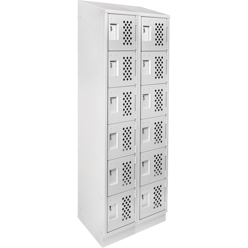 Clean-Line Perforated Lockerette, 6 -tier, Bank of 2, 15" x 72" x 12", Steel Distribution Industrielle GC