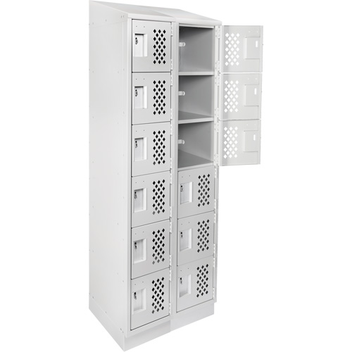 Clean-Line Perforated Lockerette, 6 -tier, Bank of 2, 15" x 72" x 12", Steel Distribution Industrielle GC
