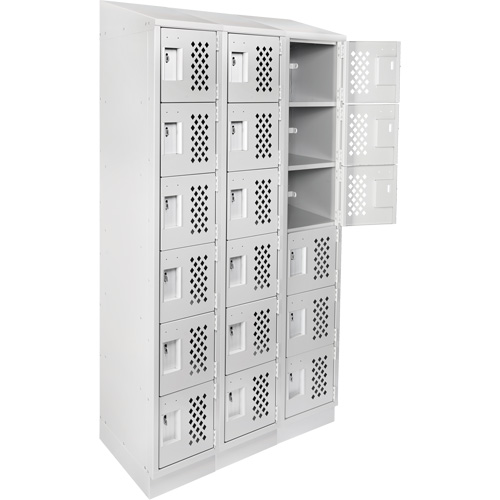 Clean-Line Perforated Lockerette, 6 -tier, Bank of 3, 15" x 72" x 12", Steel Distribution Industrielle GC
