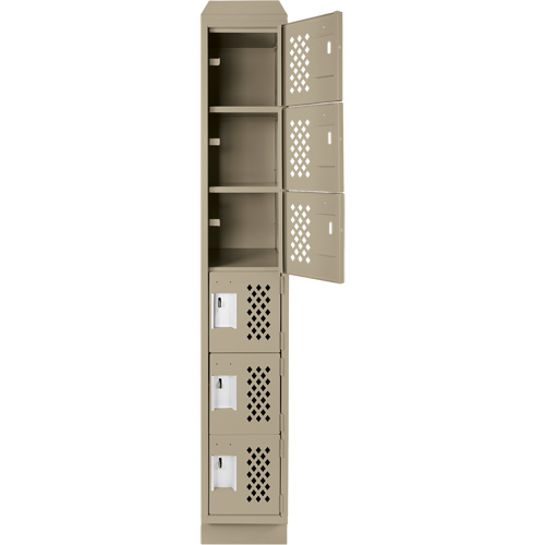 Clean-Line Perforated Lockerette, 6 -tier, 15" x 72" x 12", Steel Distribution Industrielle GC