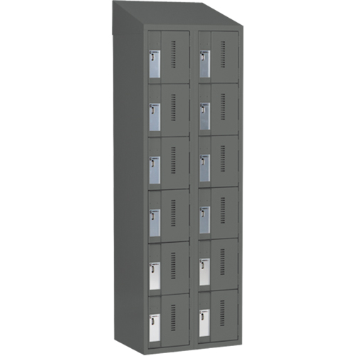 Concorde Heavy-Duty Lockers, 6 -tier, Bank of 2, 24" x 18" x 78", Steel, Charcoal, Welded (Assembled) Distribution Industrielle GC