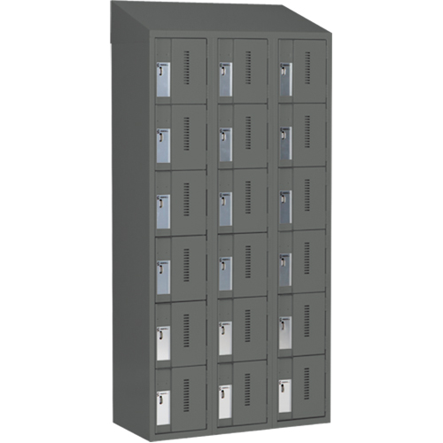 Concorde Heavy-Duty Lockers, 6 -tier, Bank of 3, 36" x 18" x 78", Steel, Charcoal, Welded (Assembled) Distribution Industrielle GC