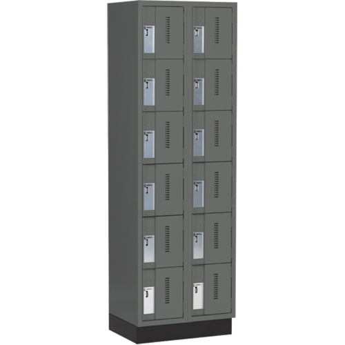 Concorde Heavy-Duty Lockers, 6 -tier, Bank of 2, 24" x 18" x 76", Steel, Charcoal, Welded (Assembled) Distribution Industrielle GC