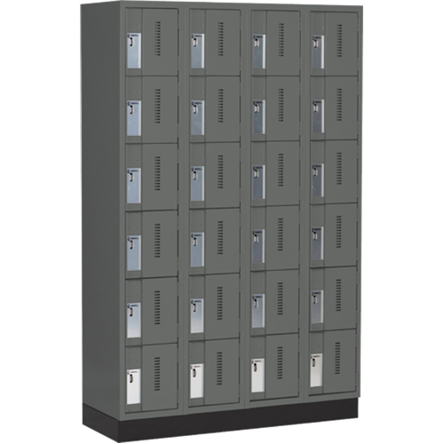 Concorde Heavy-Duty Lockers, 6 -tier, Bank of 4, 48" x 18" x 76", Steel, Charcoal, Welded (Assembled) Distribution Industrielle GC