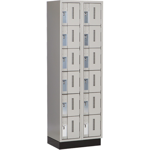 Concorde Heavy-Duty Lockers, 6 -tier, Bank of 2, 24" x 18" x 76", Steel, Grey, Welded (Assembled) Distribution Industrielle GC